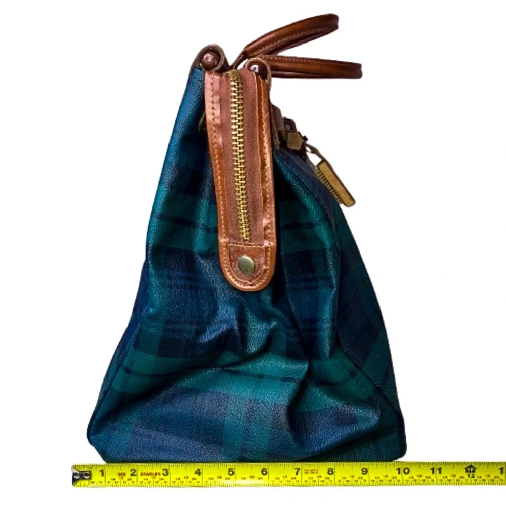 RALPH LAUREN Black Watch Plaid Blue Green Doctors Boston Weekend Overnight Bag
